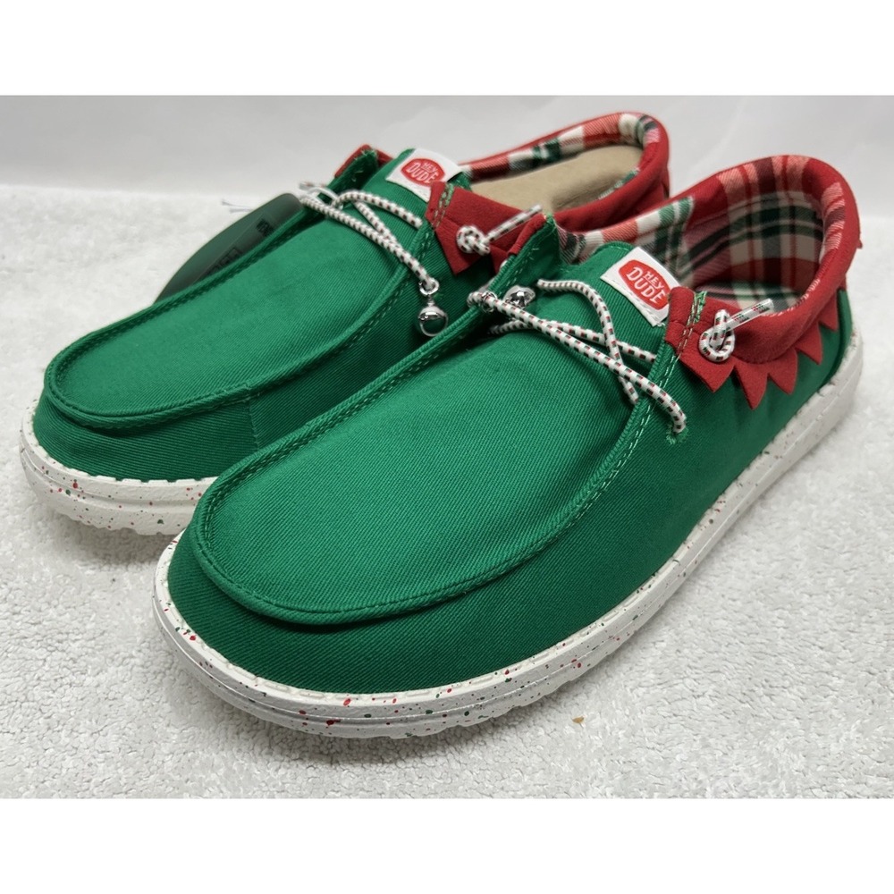 Hey Dude Womens Size 6 Green Wendy Holiday Elf Slip On Sneaker Shoes